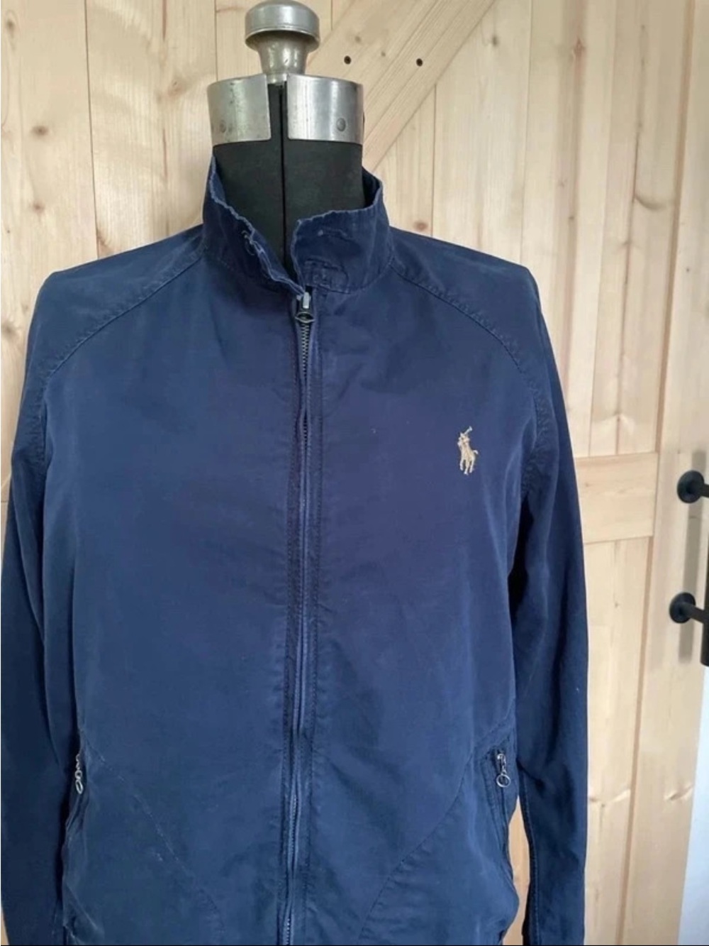 Vintage Polo by Ralph Lauren Navy Lightweight Zip Jacket with Embroidered Pony